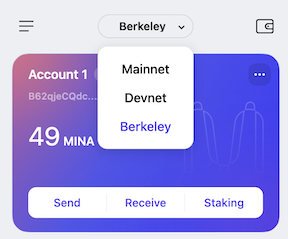 Select Berkeley network in the wallet